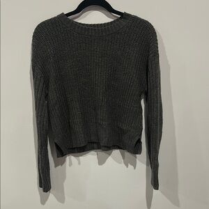 Women's Dark Gray Cropped Sweater